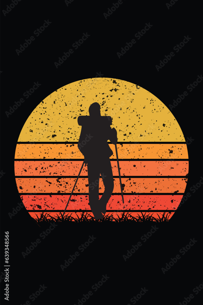 Naklejka premium hiking t shirt, adventure, summer, explore, outdoor t shirt, sunset, vintage design