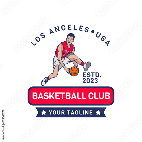 Basketball club logo. Basketball club emblem, design template on white background