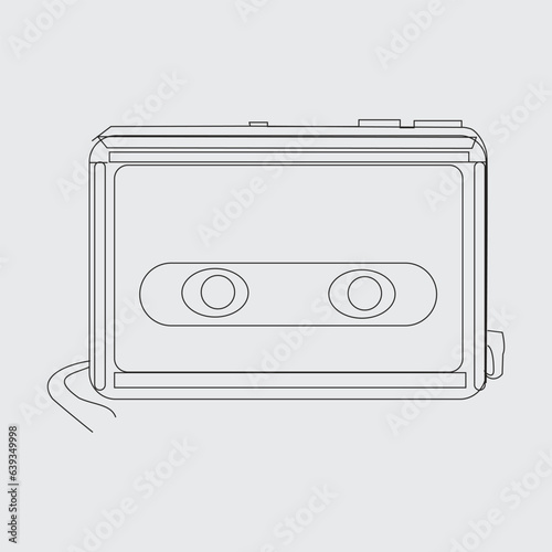 For tape players, a single cassette lint is being developed. Concept of vintage minimalism symbols from the 1980s and 1990s. – Illustration