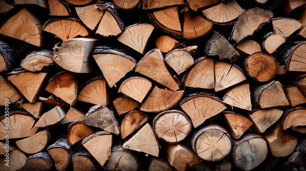 Fototapeta premium Natural Firewood Texture: Stacked Loggs Background