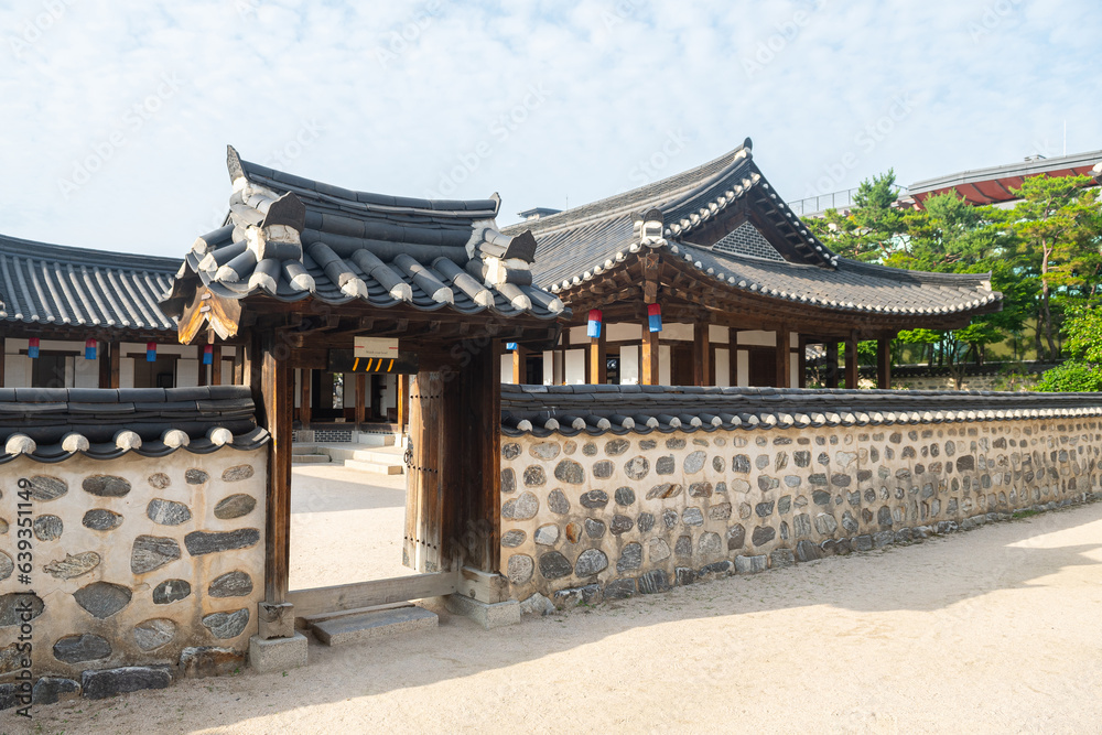 building of namsangol hanok village, soutk korea