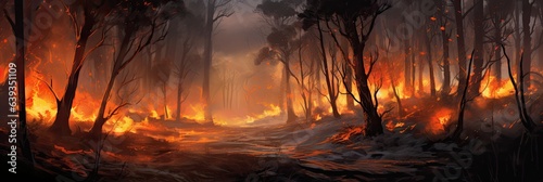 raging forest fire
