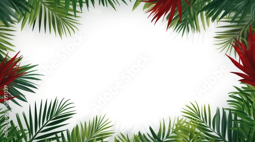 Tropical palm leaves on white background. Summer concept. Summer composition. Flat lay, top view, copy space