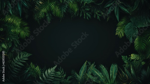 Tropical palm leaves on green background. Summer concept. Summer composition.  Flat lay  top view  copy space