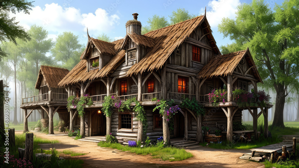 Rustic concept background photorealistic fantasy house display Rustic concept background photorealistic fantasy house display