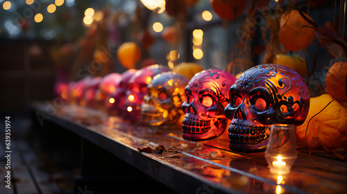 Neon Glass Halloween Skulls 