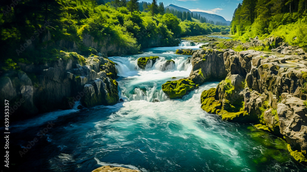 Naklejka premium waterfall in the mountains
