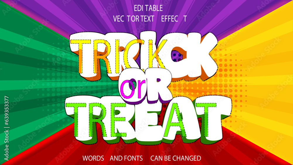 Trick Or Treat Helloween Text Effect With Cartoon Style