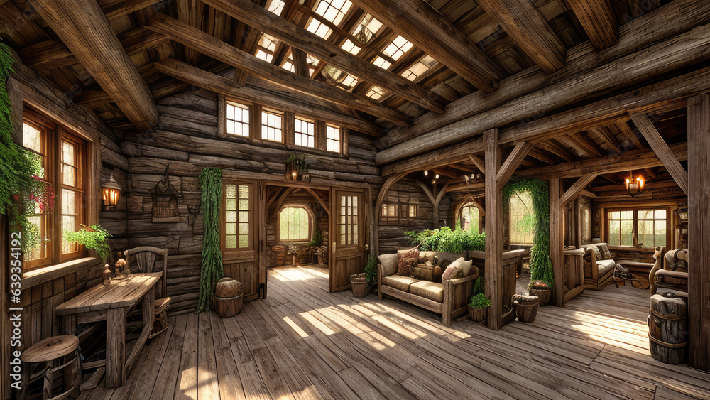 Rustic concept background photorealistic fantasy indoor environment