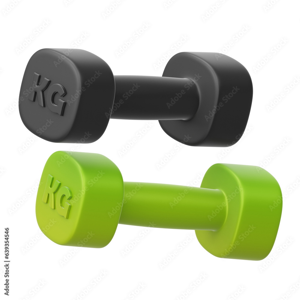 Dumbbell With Black & Green Color Press 3D icon Isolate Transparent Background, 3D Rendering illustration Dumbbell With Black & Green Color Press 3D icon Isolate Transparent Background, 3D Rendering illustration