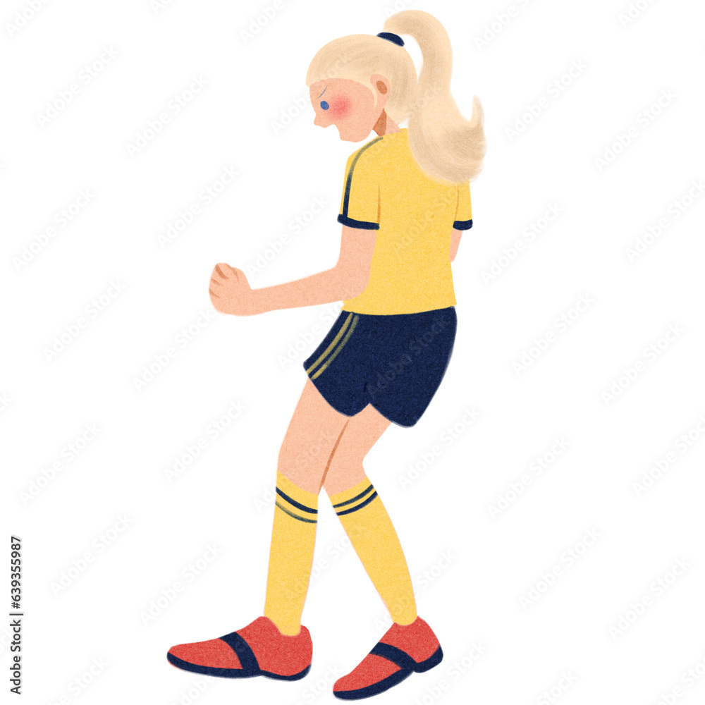 vector woman football player watercolor illustration