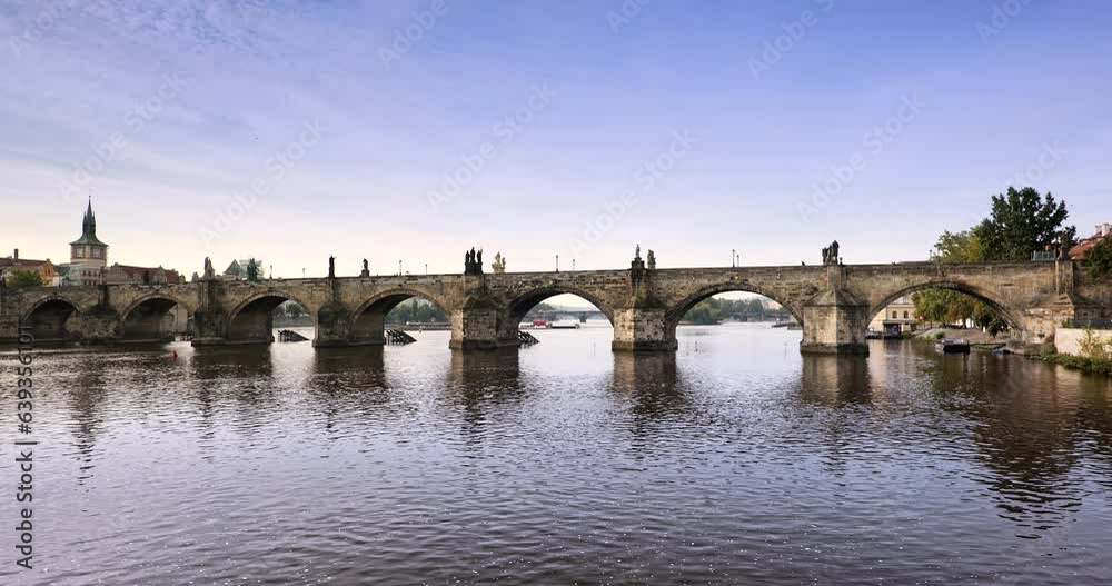 Prague - Charles bridge from the banks over the Vltava River in Czech Republic Czechia Europe Prague - Charles bridge from the banks over the Vltava River in Czech Republic Czechia Europe