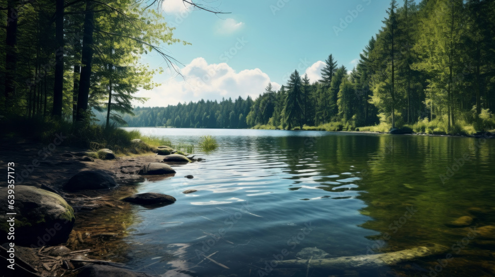 Beautiful landscape view of forest tree and lake view of reservoir. Travel, peace and vacation. Beautiful landscape view of forest tree and lake view of reservoir. Travel, peace and vacation.