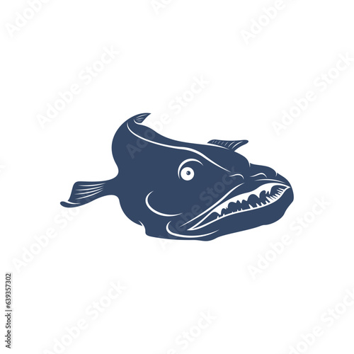 Deep sea fish vector illustration design. Deep Sea fish logo design Template.