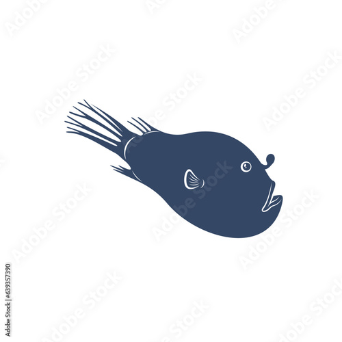 Deep sea fish vector illustration design. Deep Sea fish logo design Template.