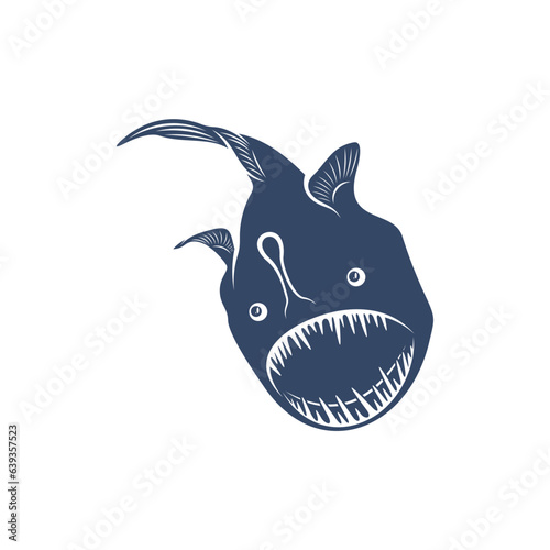 Deep sea fish vector illustration design. Deep Sea fish logo design Template.