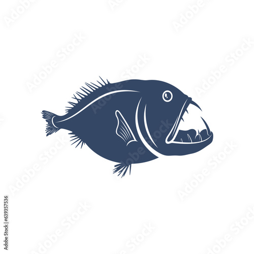 Deep sea fish vector illustration design. Deep Sea fish logo design Template.