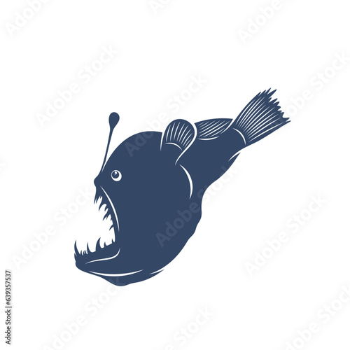 Deep sea fish vector illustration design. Deep Sea fish logo design Template.