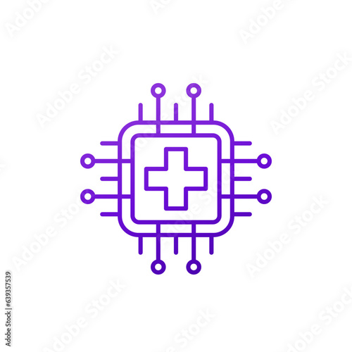 AI in healthcare icon, line vector