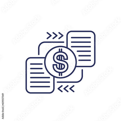 Bills and invoices line icon