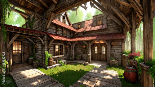 Rustic concept background photorealistic architectural fantasy outdoor environment