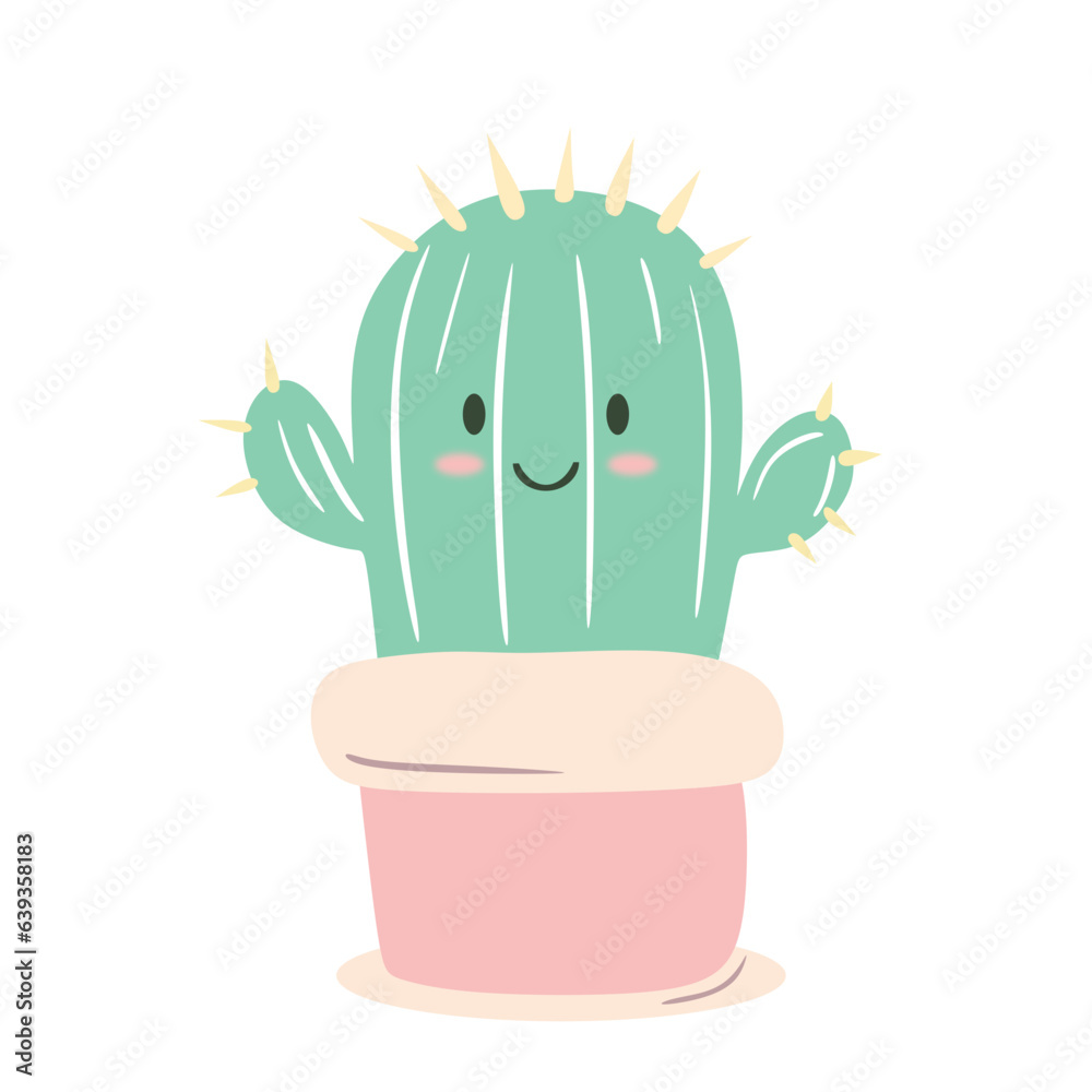 Cute Pastel Cartoon Cactus Illustration Cute Pastel Cartoon Cactus Illustration