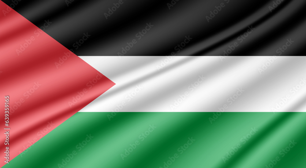 Naklejka premium Palestine realistic wavy flag vector background design