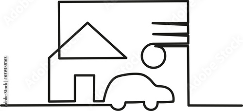 Editable stroke Renting or buying house or car real estate process