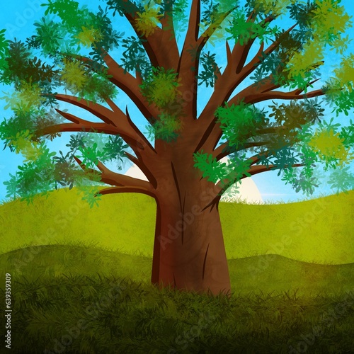 tree in the park illustrated landscape 