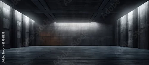 Panel kuchenny z motywem Night view of an illuminated empty abstract concrete room Architectural ing