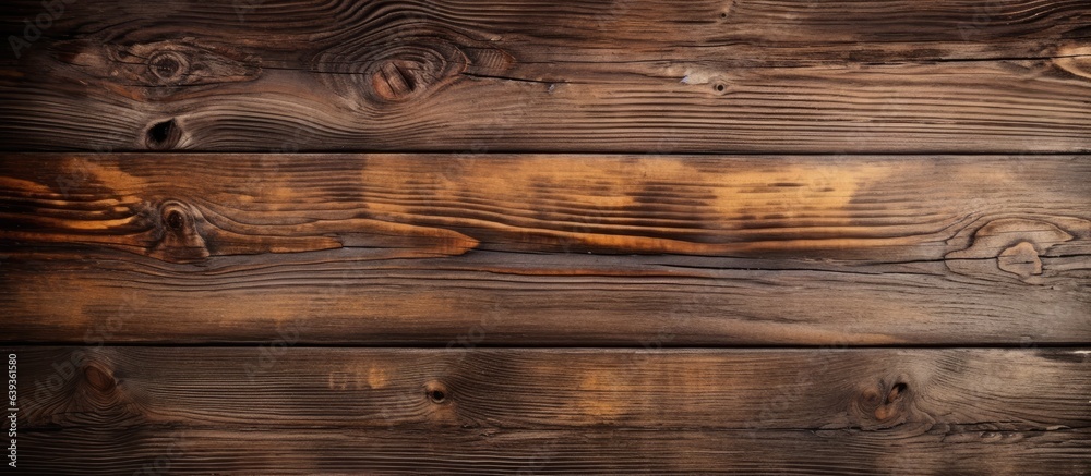 Grunge rustic wooden table top view with old natural pattern on dark surface