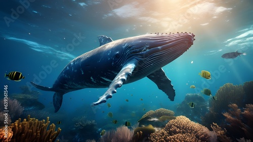 whale in coral reef  © 1_0r3