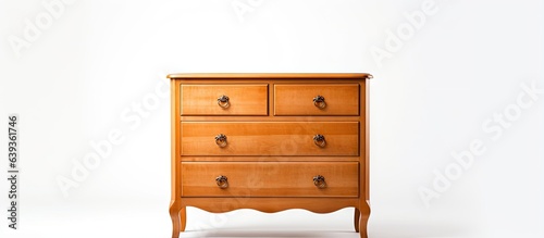 Isolated white background wooden chest of drawers