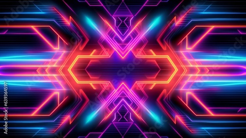 Neon Background with Futuristic Patterns. AI generated