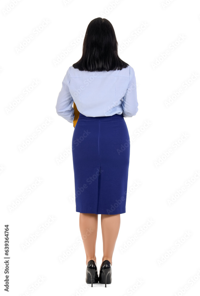 Portrait of businesswoman on white background, back view Portrait of businesswoman on white background, back view