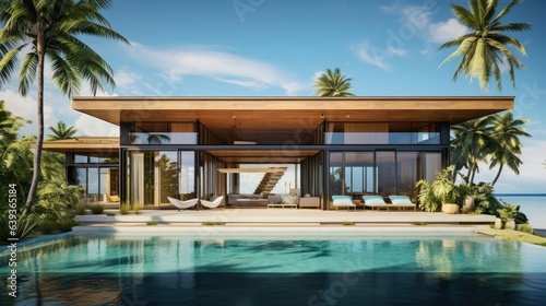 A modern house in a tropical island in the middle of the ocean © HandmadePictures