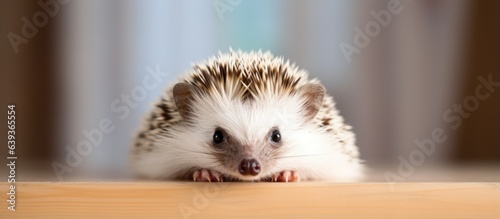 Portrait of a baby hedgehog indoors