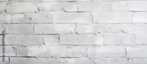 A white textured wall with old bricks stained and shabby plaster painted in white and grey used as a background for interior design