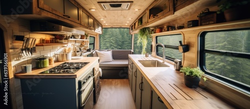 Kitchen in a small truck home