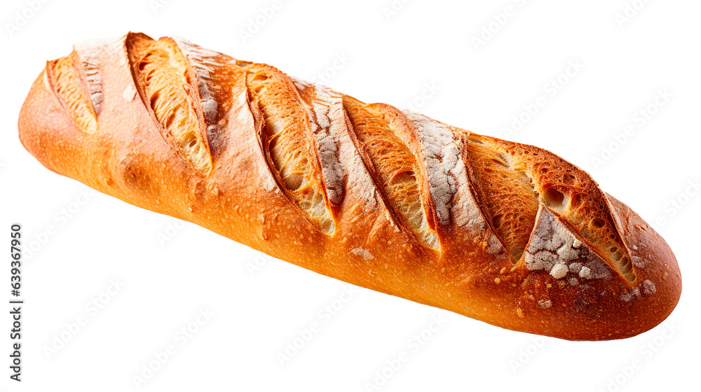 French Baguette: Iconic Culinary Delight with Rustic Charm on Transparent Background. Generative AI.