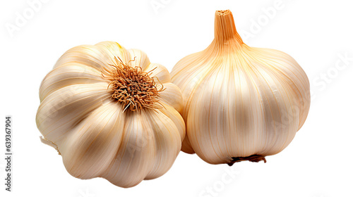 Aromatic Garlic Bulbs: Captivating Close-Ups of Culinary Essential on Transparent Background. Generative AI.