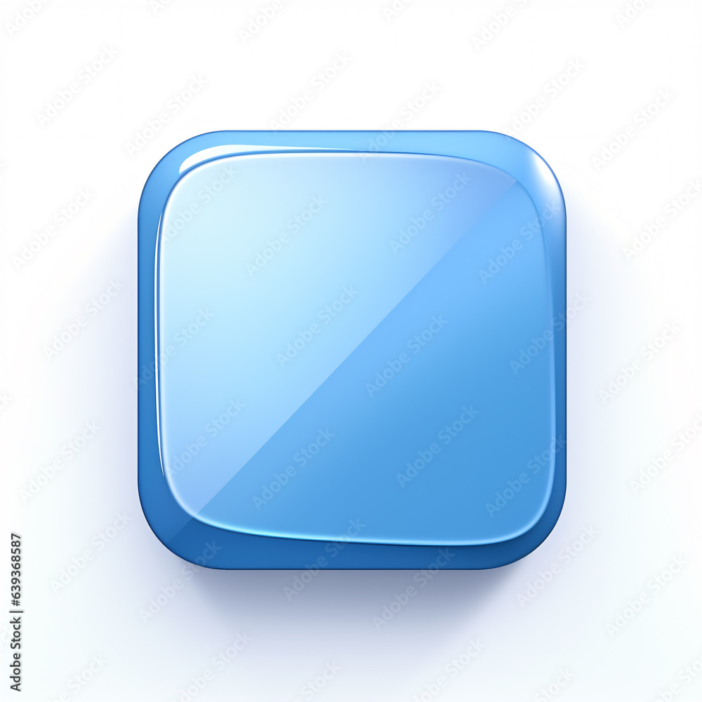 Blank Mobile application icon, button - blue square with round corners. 3d style Blank Mobile application icon, button - blue square with round corners. 3d style