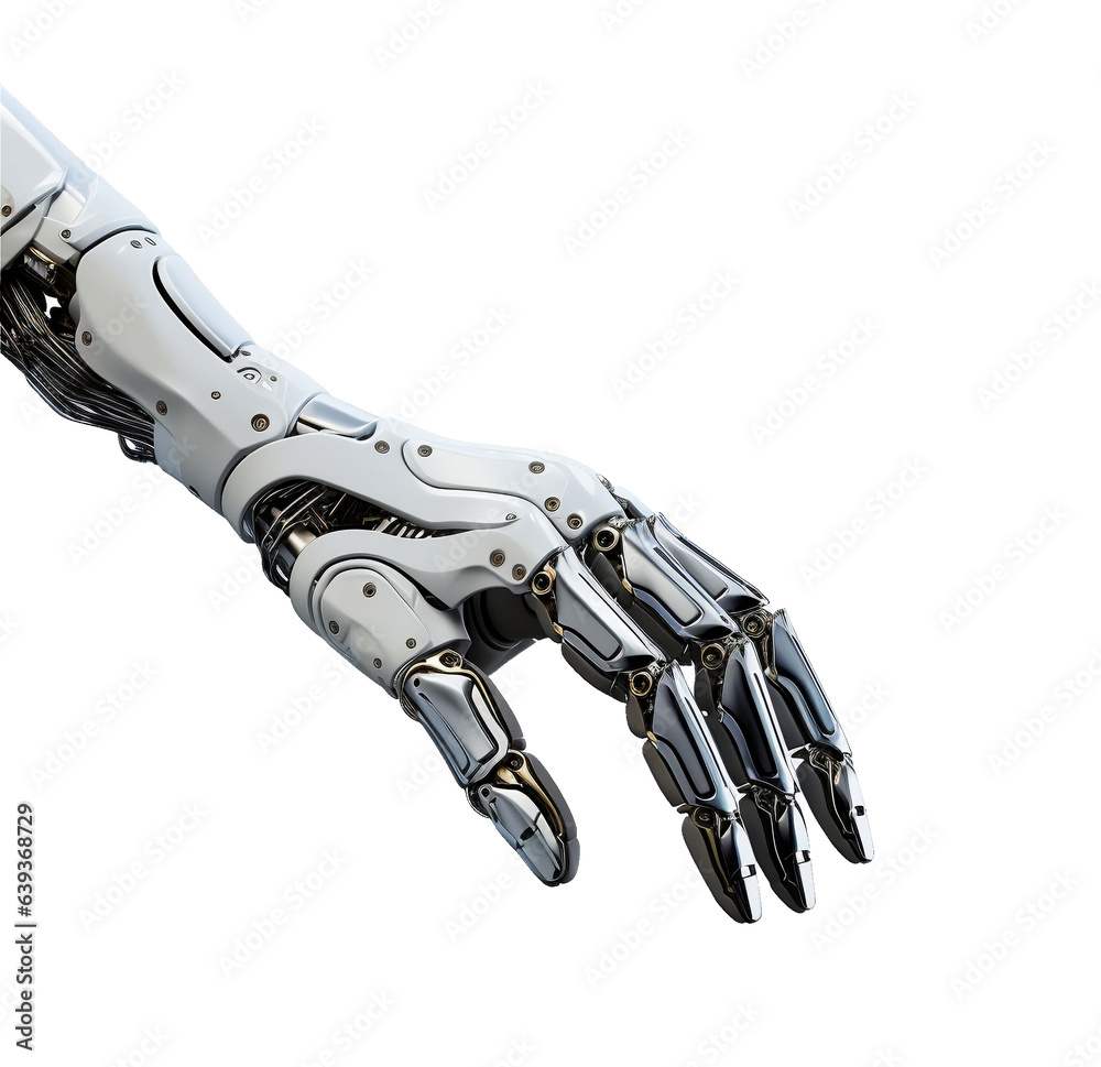 Robot's hand on a white background