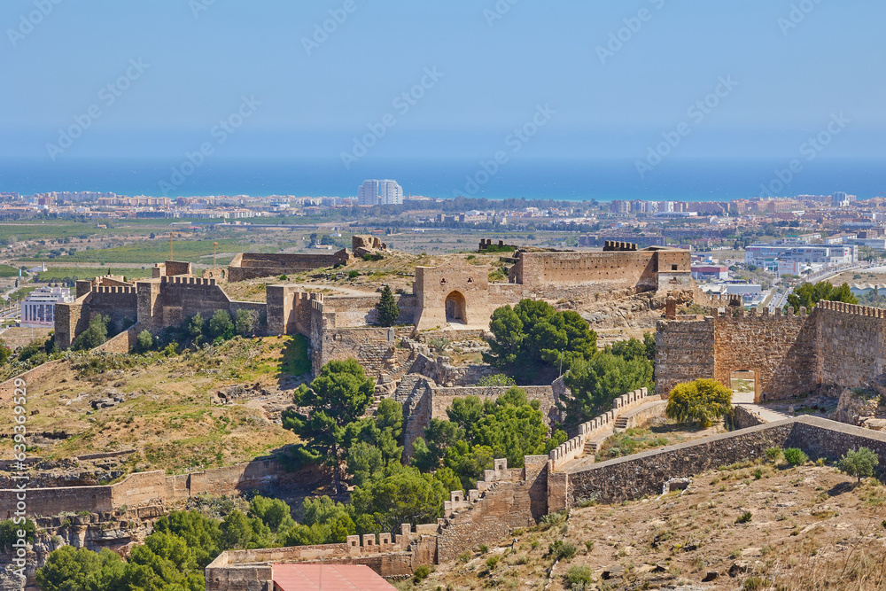 Ancient stone fortress of Sagunto Castle on the top of mountain