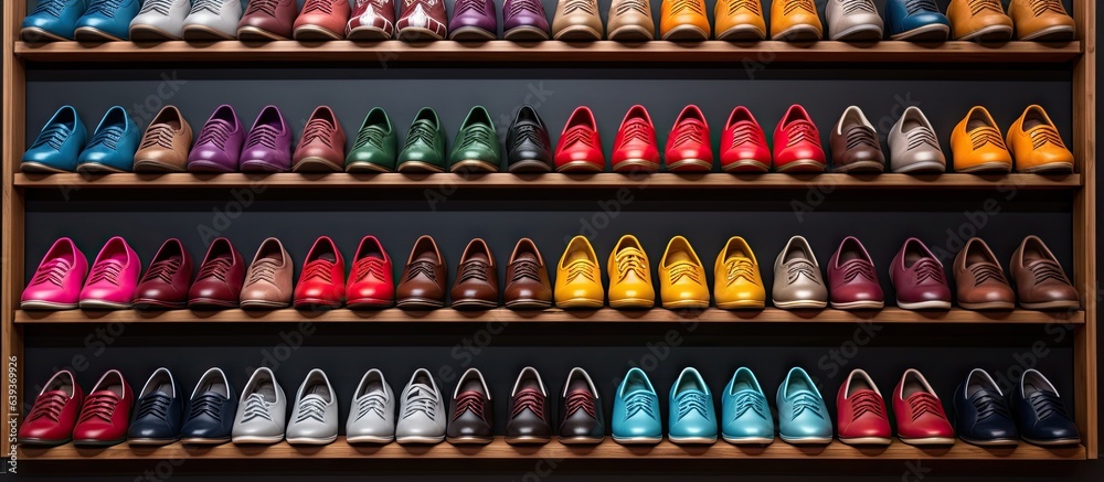 Bowling shoes on shelves in a bowling alley Bowling shoes on shelves in a bowling alley