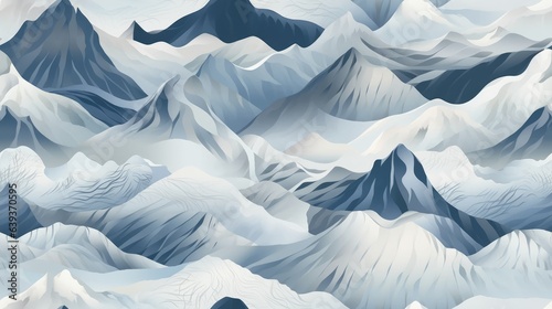 A Stunning Mountain Range Seamless Pattern. Colorful wave background with geometric textures and nature environment shapes. Generative AI