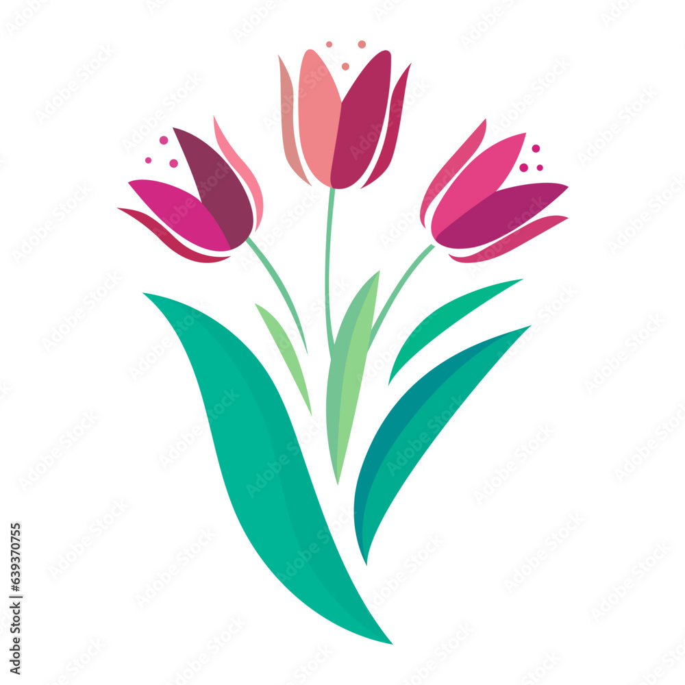 Obraz premium bouquet of tulips logo tattoo style vector illustration