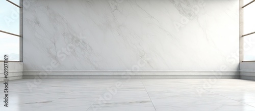 Room with marble floor and white wall are empty
