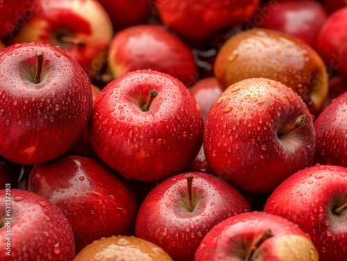 Frische knackige rote Bio-Äpfel, Generative KI photo