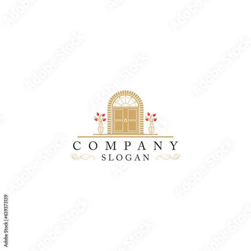 Door logo design guest house real estate reprehensive organocation finance logo design vector editable   photo